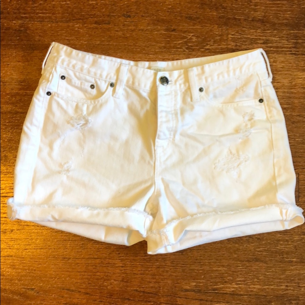 J. Crew Distressed White Denim Short